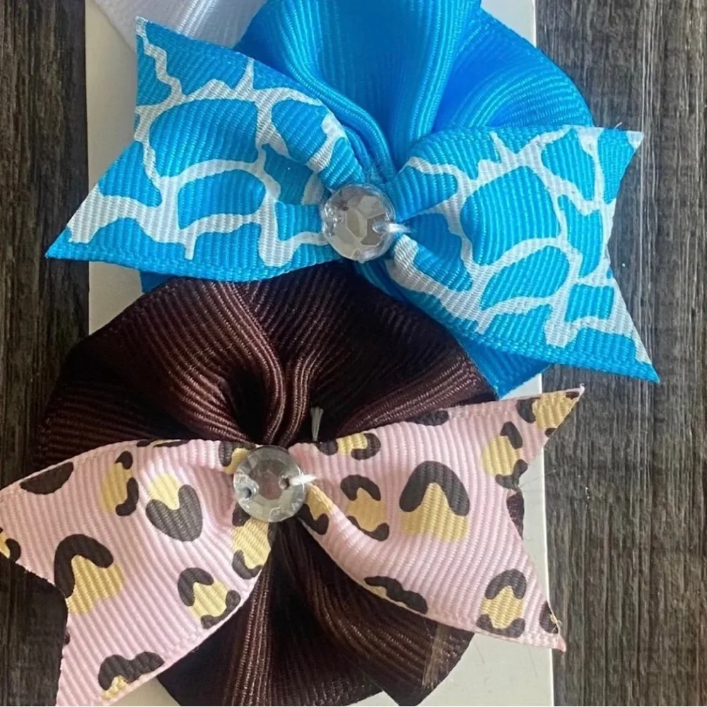 💞 New Little Girls 4-Piece Hair Bow Clip Set